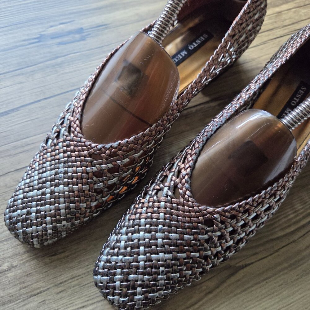 Vintage Sesto Meucci Woven Metallic Heels - Picture 4 of 15